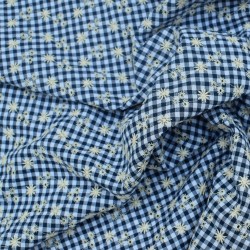 Tissu coton vichy brodé...