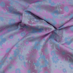 Tissu jacquard Rose et bleu...