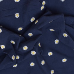 Tissu coton brodé fleurs de...