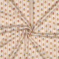 Tissu jersey côtelé à fleurs