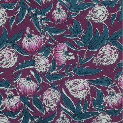 Tissu voile coton imprimé-...