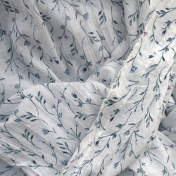 Tissu voile coton fleuri...