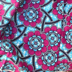 Tissu waw motif floral rose...
