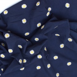 Tissu coton brodé -...