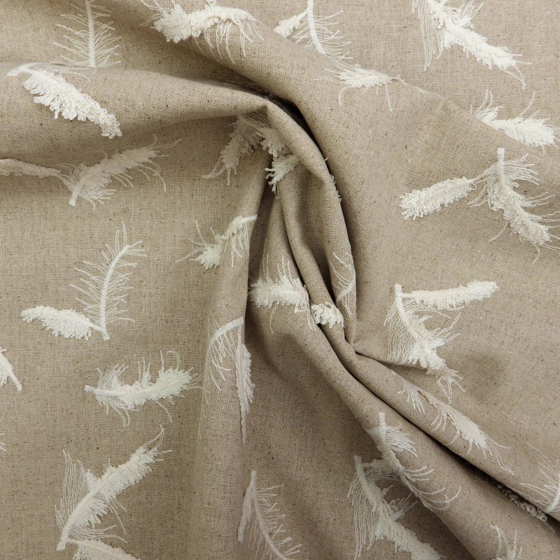 Tissu lin viscose brodé :  44767