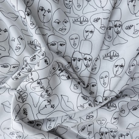Tissu viscose " face drawing" 58016