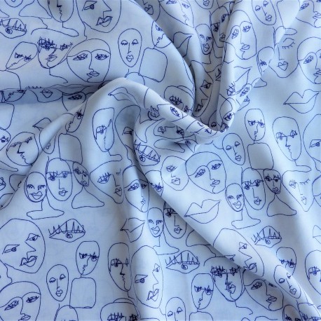 Tissu viscose "face drawing" : 58019