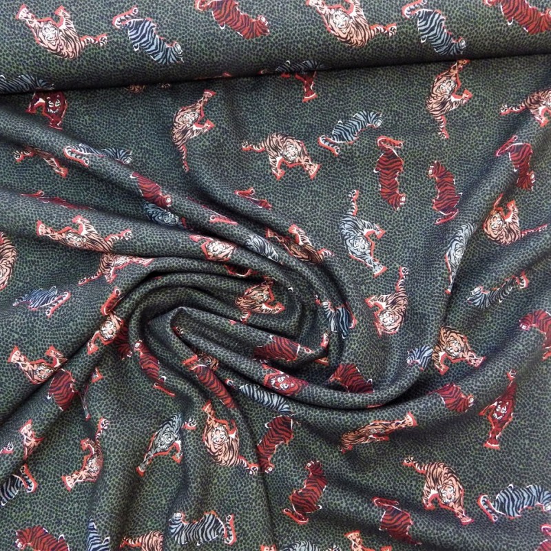 Tissu crêpe " indiana" tigre : réf 12601