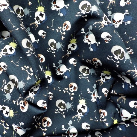 Tissu popeline coton bio Skull : 9.50€