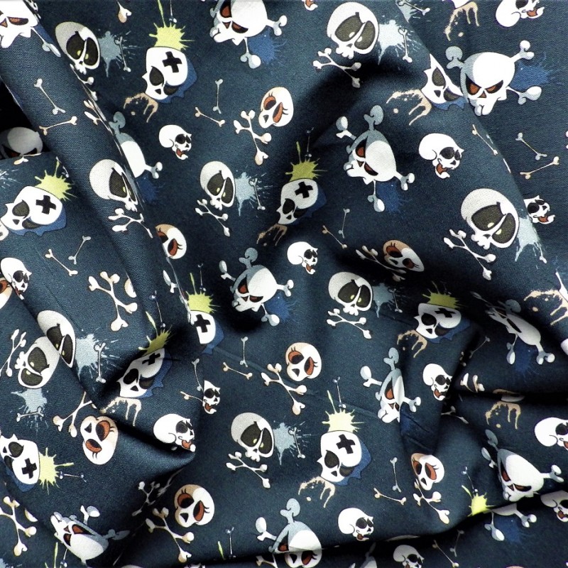 Tissu popeline coton bio Skull : 9.50€