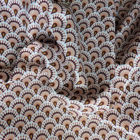 Tissu coton natté à plumes de paon : 11.70€