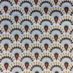 Tissu coton natté à plumes de paon : 11.70€