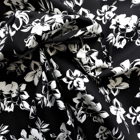 Tissu saton coton Black and white : 14.50€