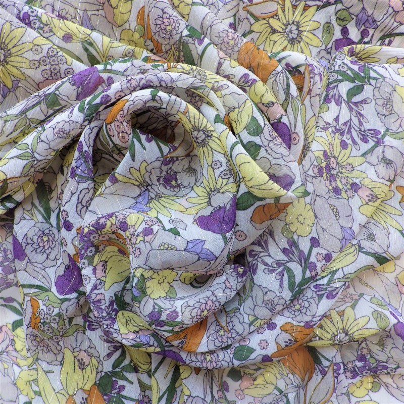 Tissu voile imprimé à lurex : 12.60€